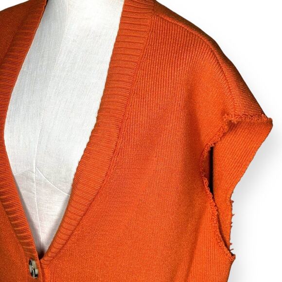 FREE PEOPLE Oakleigh Sweater Vest Ribbed Boyfriend Oversized Lagenlook Orange S - Picture 7 of 16
